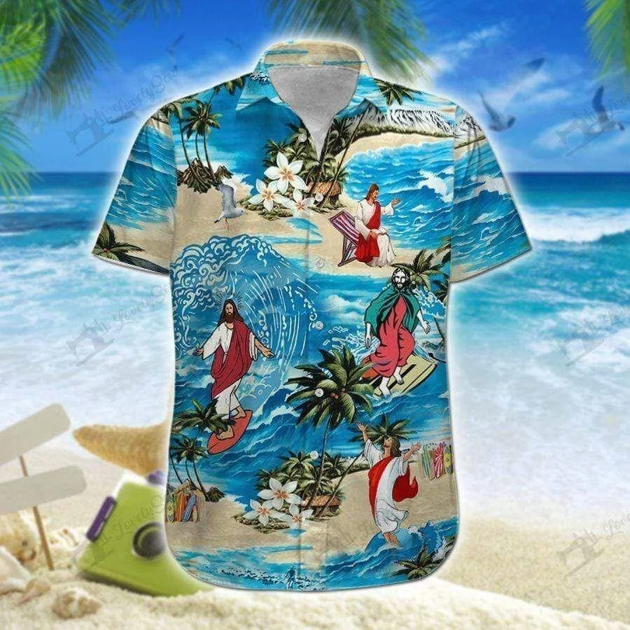 Hawaiian Men's Shirt Jesus Surf Funny Print Short Sleeve Cuban Shirt 3D Printed Summer Holiday Button Up Tops for Men and Women
Hawaiian Men's Shirt Jesus Surf Funny Print Short Sleeve Cuban Shirt 3D Printed Summer Holiday Button Up Tops for Men and Women