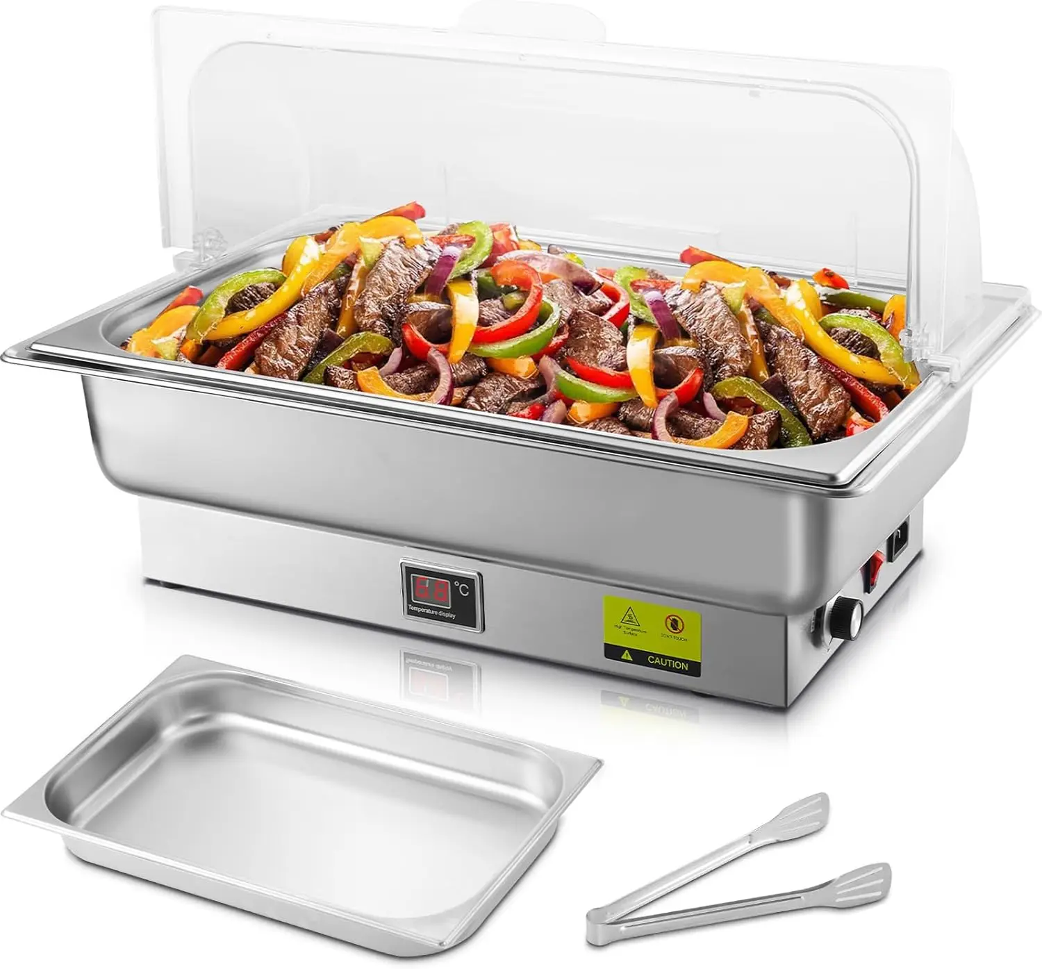 9QT Electric Chafing Dish Buffet Server, Roll Top Warmer with Adjustable Temp Control, Stainless Steel Food Warmer for Catering & Parties
9QT Electric Chafing Dish Buffet Server, Roll Top Warmer with Adjustable Temp Control, Stainless Steel Food Warmer for Catering & Parties