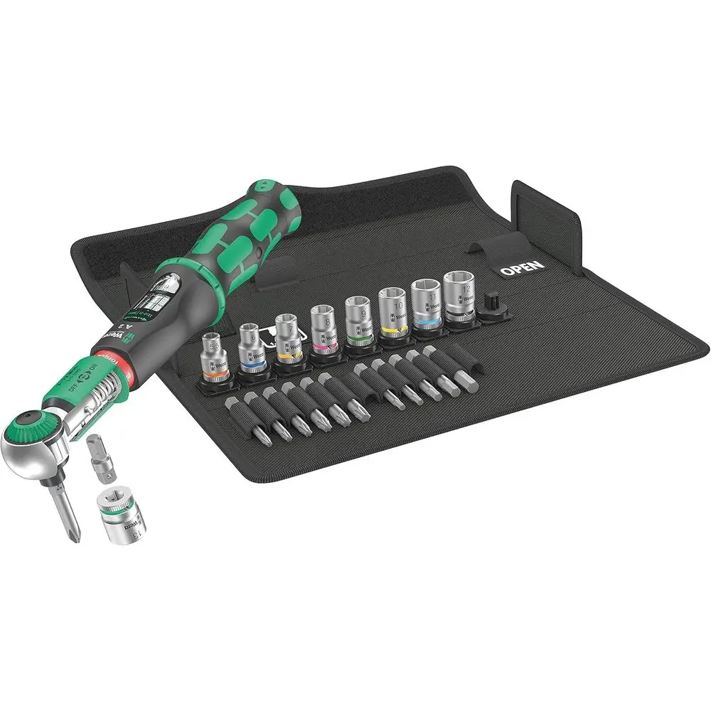 1/4 Hex Drive Torque Wrench Set, 2-12 Nm, 23-Piece, Black & Green
1/4 Hex Drive Torque Wrench Set, 2-12 Nm, 23-Piece, Black & Green