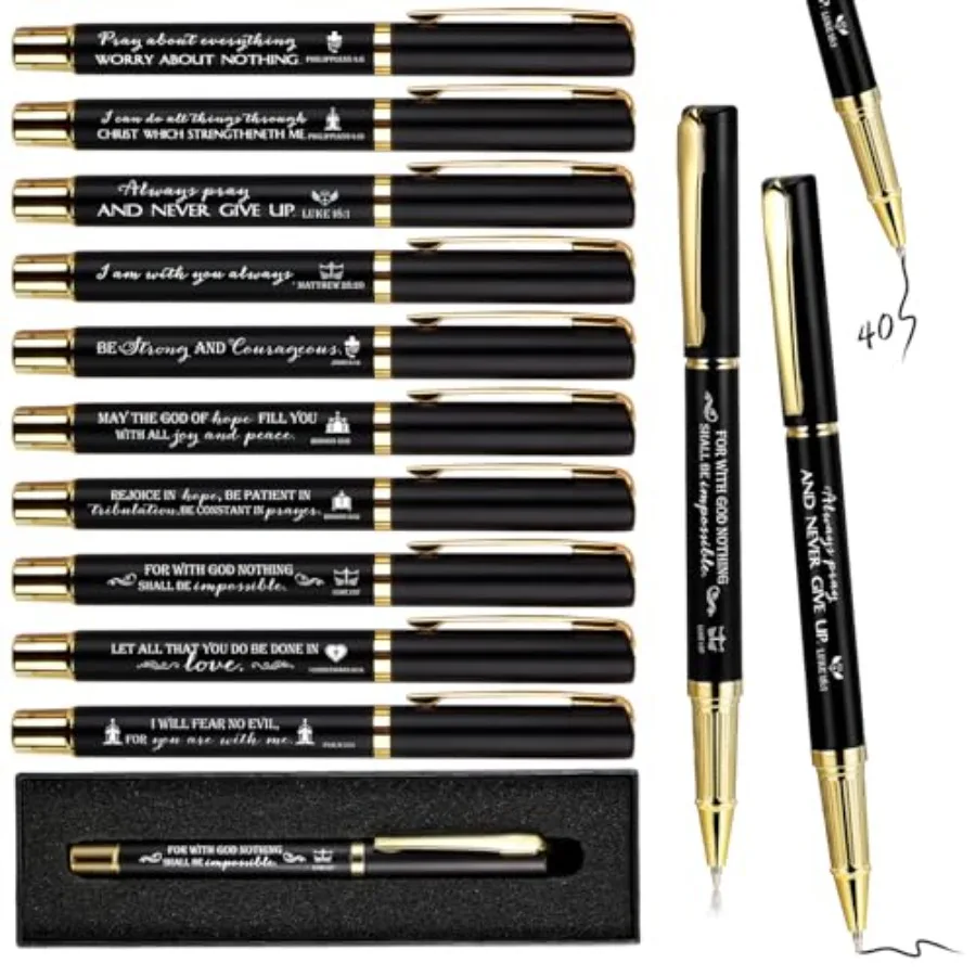 Наборы ручек с христианскими библейскими цитатами, оптовая продажа, гравировка вдохновляющих цитат, в коробках, религиозные ручки, подарок для церковных мероприятий
Наборы ручек с христианскими библейскими цитатами, оптовая продажа, гравировка вдохновляющих цитат, в коробках, религиозные ручки, подарок для церковных мероприятий