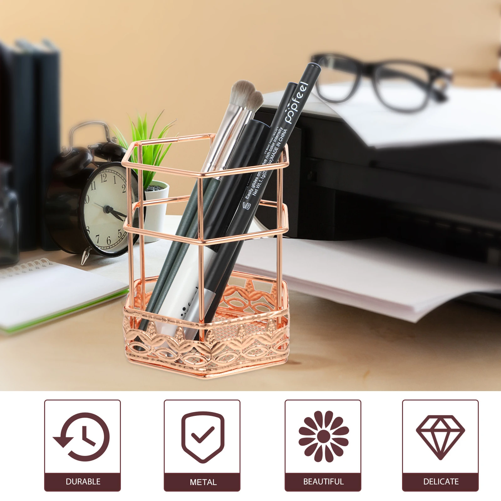 Pen Organiser Holder Work Desk Multifunctional Rose Gold Organizers and Storage Wrought Iron Holders
Pen Organiser Holder Work Desk Multifunctional Rose Gold Organizers and Storage Wrought Iron Holders
