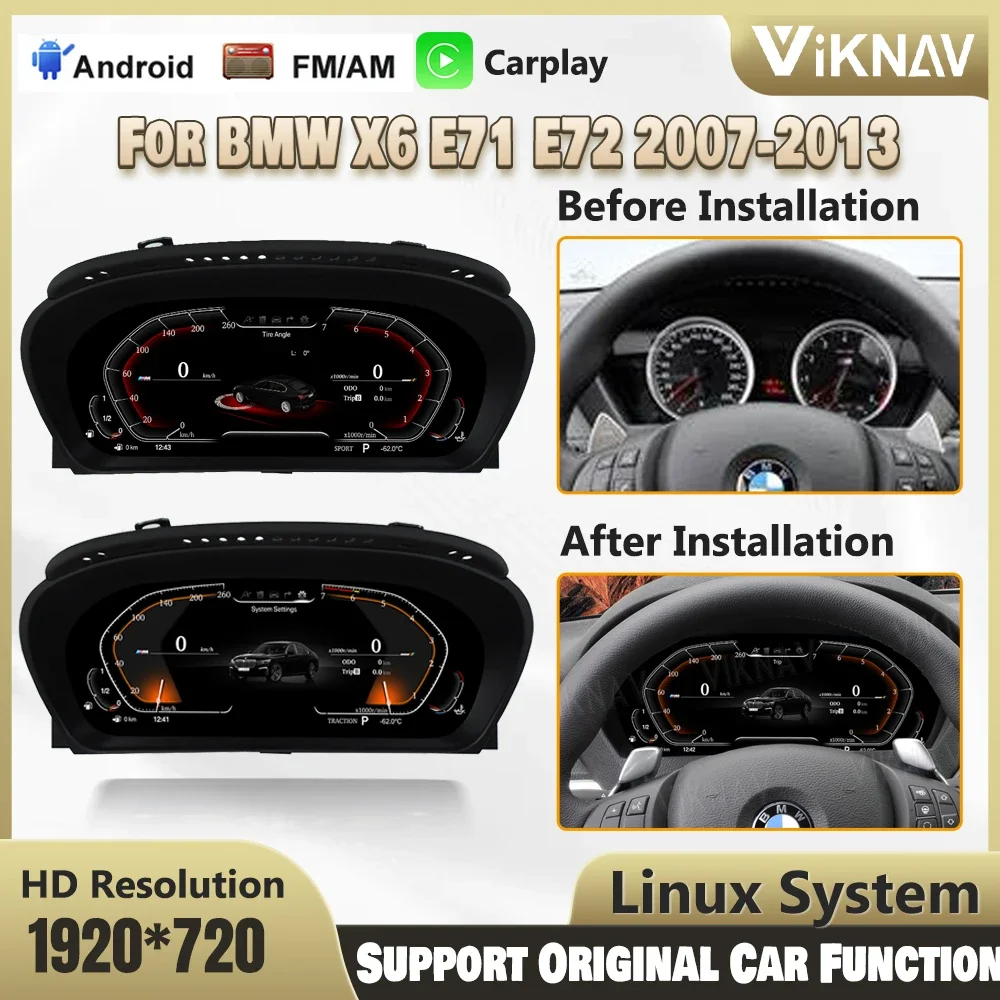 12,3-дюймовый ЖК-дисплей, цифровой кластер для BMW X6 E71 E72 2007-2013, приборная панель автомобиля, панель спидометра, система Linux
12,3-дюймовый ЖК-дисплей, цифровой кластер для BMW X6 E71 E72 2007-2013, приборная панель автомобиля, панель спидометра, система Linux