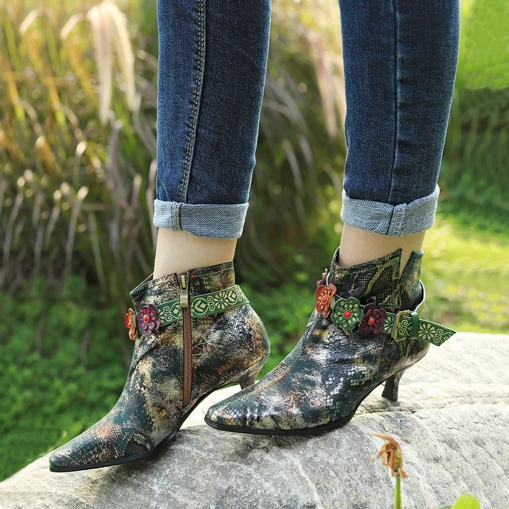 Birkuir Retro Ankle Boots For Women Thin Heel Point Toe Side Zip Luxury Short Boots Buckle Metal Printing Genuine Leather Ladies
Birkuir Retro Ankle Boots For Women Thin Heel Point Toe Side Zip Luxury Short Boots Buckle Metal Printing Genuine Leather Ladies