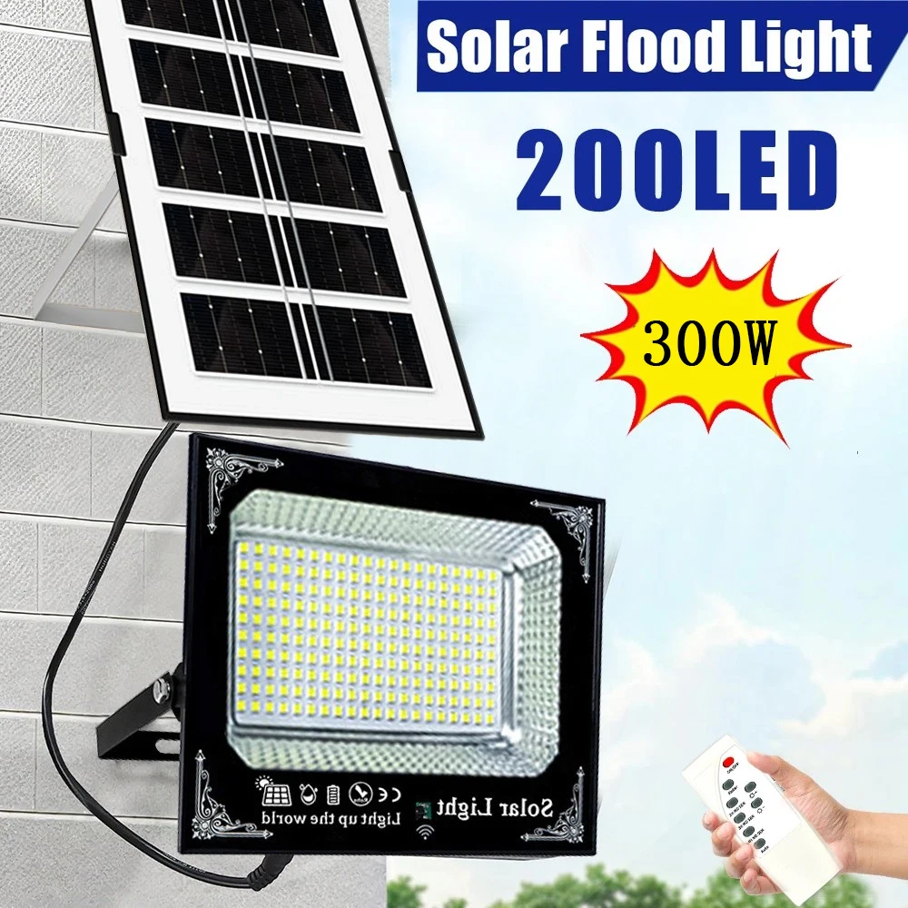 300W Outdoor Solar Flood Light Patio Light Garage Light Remote Control Indicator Light IP67 For Outdoor Patio Garden Billboards
300W Outdoor Solar Flood Light Patio Light Garage Light Remote Control Indicator Light IP67 For Outdoor Patio Garden Billboards