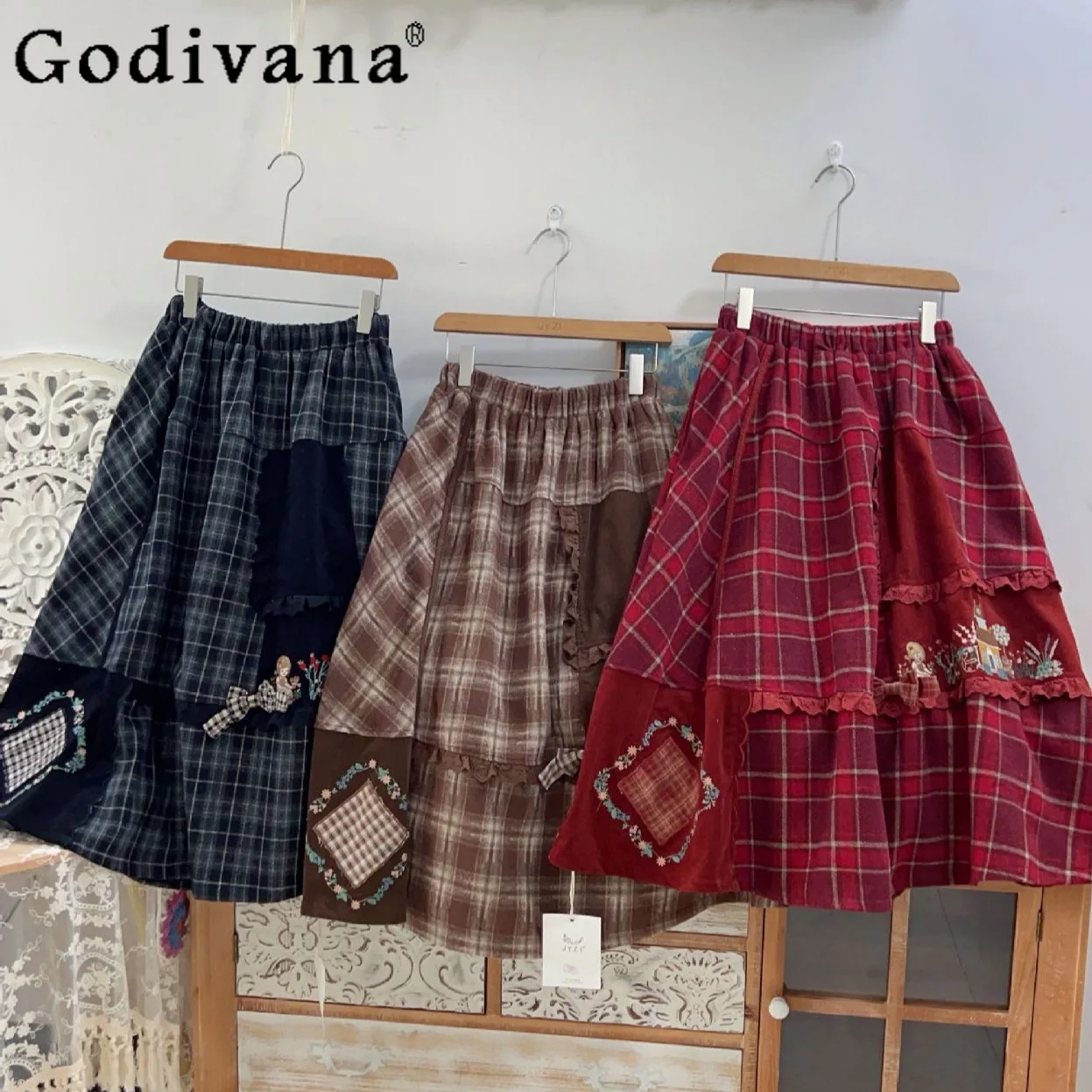 Japanese Mori Girl Style Vintage Red Plaid Skirt Women's Elastic Waist Loose Embroidery Long Skirt Cute Sweet Skirt Autumn New
Japanese Mori Girl Style Vintage Red Plaid Skirt Women's Elastic Waist Loose Embroidery Long Skirt Cute Sweet Skirt Autumn New