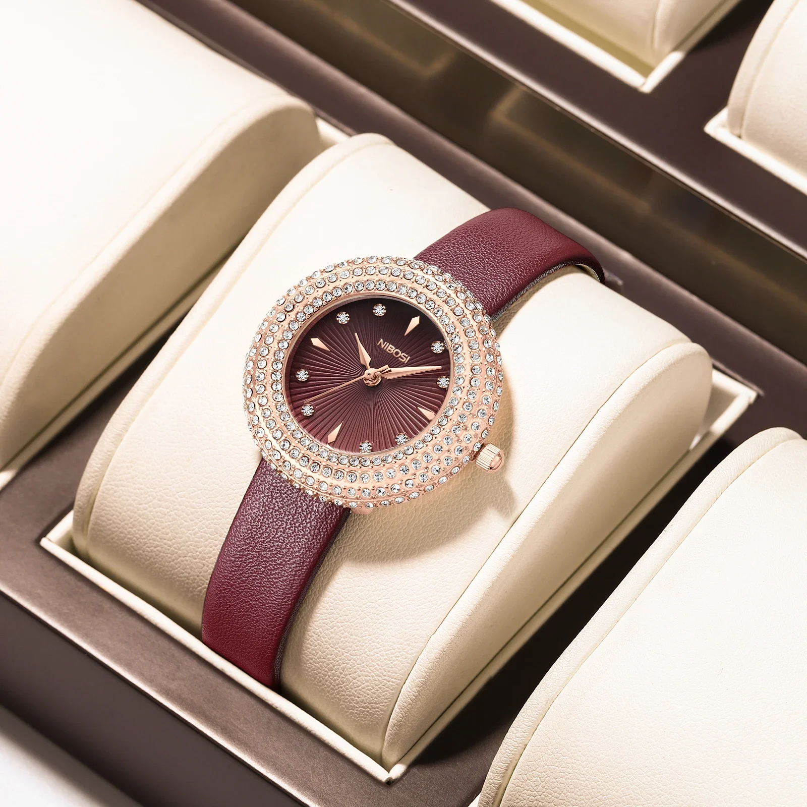 NIBOSI Red Color Crystal Watch Genuine Diamond Slim Leather Strap Elegant Women's Wristwatch Mothers Day Gift
NIBOSI Red Color Crystal Watch Genuine Diamond Slim Leather Strap Elegant Women's Wristwatch Mothers Day Gift