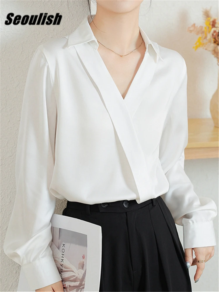 Seoulish Elegant White V Neck Women's Blouse 2023 New Autumn Korean Long Sleeve Chic Casual Loose Office Lady Shirts Tops Female
Seoulish Elegant White V Neck Women's Blouse 2023 New Autumn Korean Long Sleeve Chic Casual Loose Office Lady Shirts Tops Female