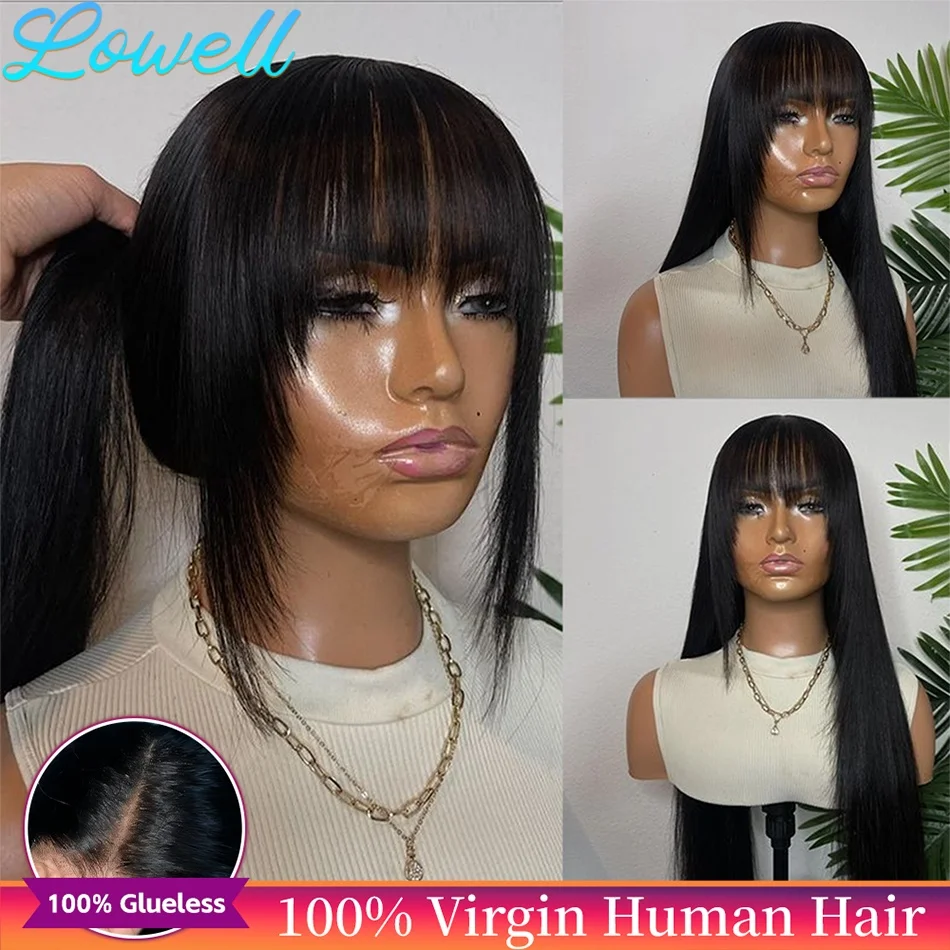 Straight Human Hair Wig With Bangs For Women 220 Density Brazilian 3x1 Lace Wigs Glueless Wig Human Hair Natural Black Color
Straight Human Hair Wig With Bangs For Women 220 Density Brazilian 3x1 Lace Wigs Glueless Wig Human Hair Natural Black Color