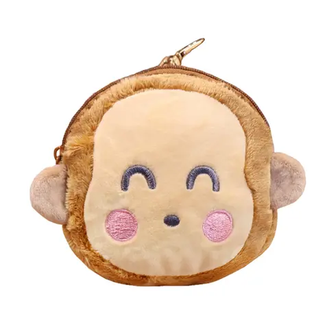 Monkichi Monkey Monedero de felpa Monedero Cabeza de anime Kawaii Lindo bolso Llavero Estuche redondo para monedas