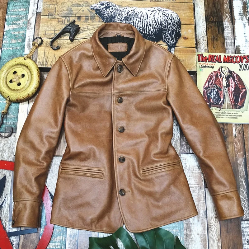 Leather Jacket Men's Short Version Back Belt Wax Dye Top Layer Cowhide Genuine Leather Clothing Japanese Retro Style Fashion
Leather Jacket Men's Short Version Back Belt Wax Dye Top Layer Cowhide Genuine Leather Clothing Japanese Retro Style Fashion