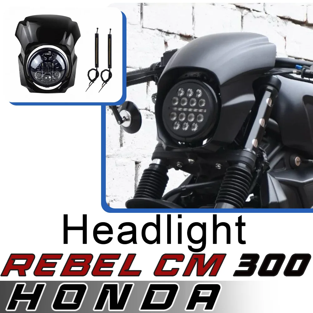 For HONDA Rebel CM300 modified retro pig head cover cm300 deflector LED angel eye headlight assembly super bright round light
For HONDA Rebel CM300 modified retro pig head cover cm300 deflector LED angel eye headlight assembly super bright round light