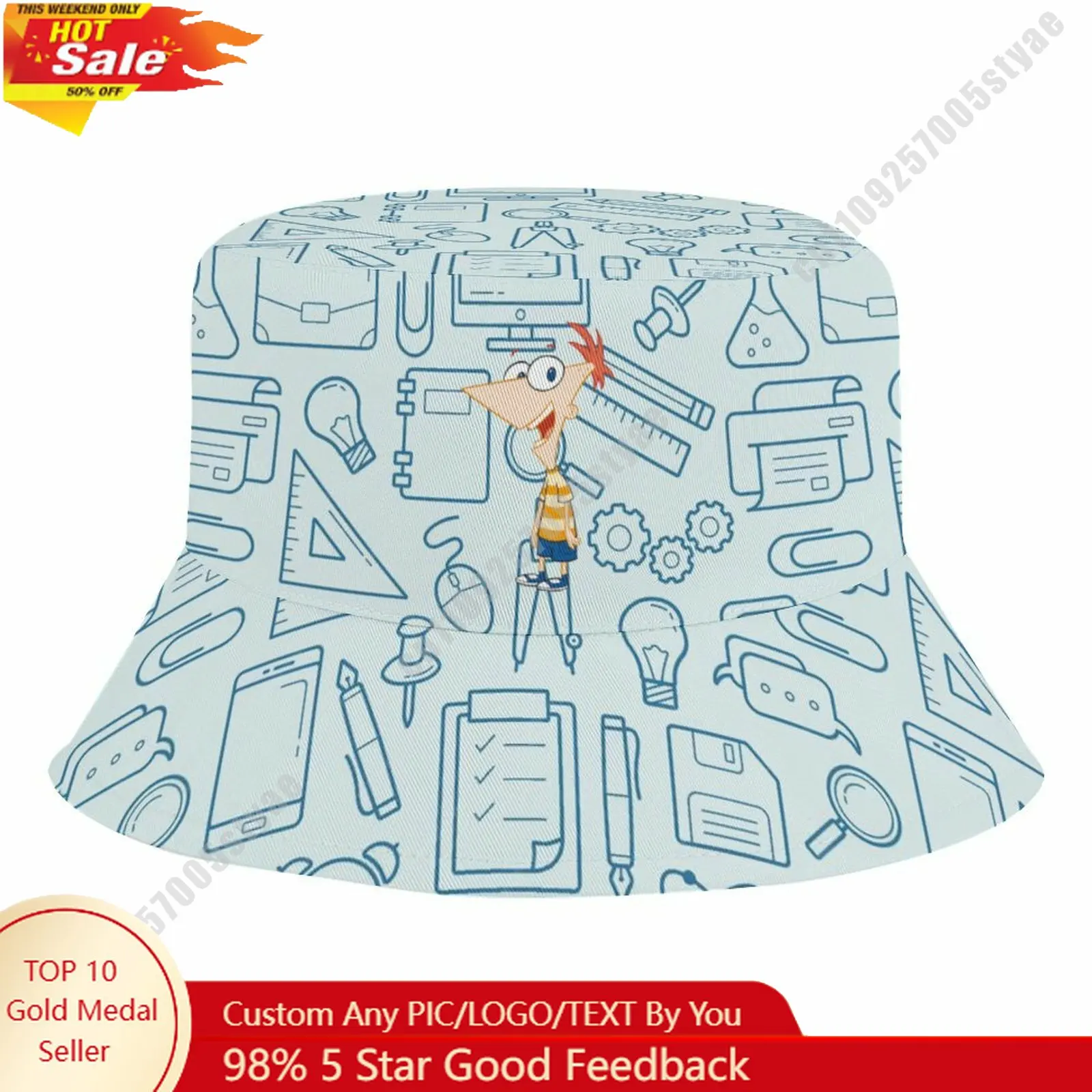 Phineas Flynn Bucket Hat Disney Cartoon Character Custom Design Upload Your Image Logo Fisherman Hat 50–54cm Head Circumference
Phineas Flynn Bucket Hat Disney Cartoon Character Custom Design Upload Your Image Logo Fisherman Hat 50–54cm Head Circumference