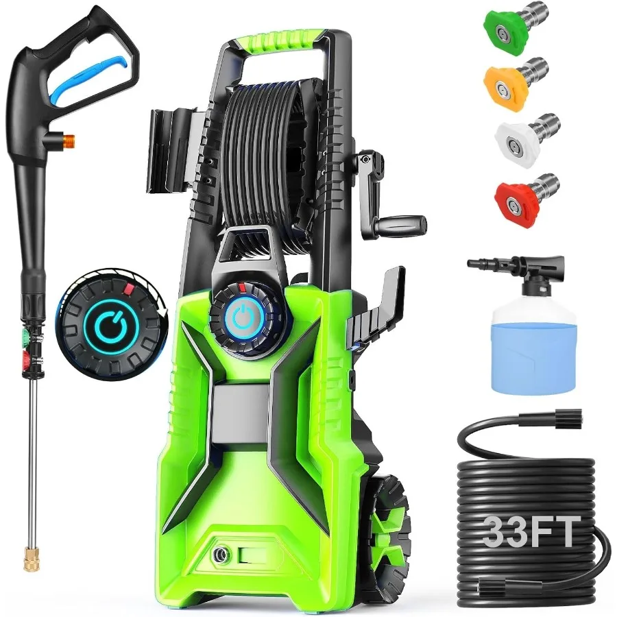 5000PSI Pressure Cleaner Adjustable Pressure Power Cleaner with Foam Cannon 4 Nozzles 33FT Hose 500ml Soap Bottle for Home Cars
5000PSI Pressure Cleaner Adjustable Pressure Power Cleaner with Foam Cannon 4 Nozzles 33FT Hose 500ml Soap Bottle for Home Cars