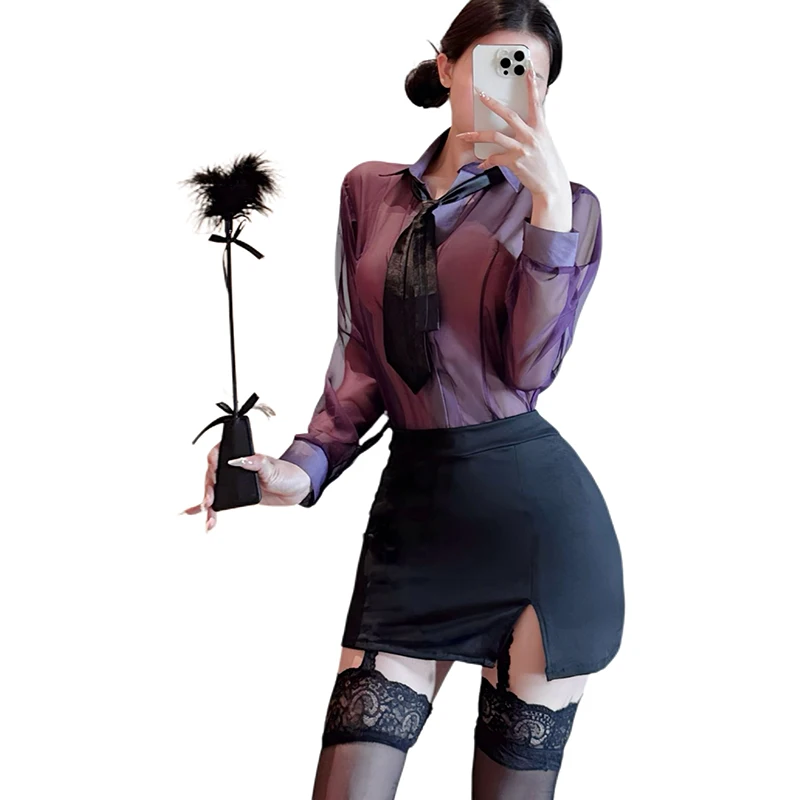 Summer Sexy Women Secretary Outfits Perspective Long Sleeve Shirts High Waist Bodycon Mini Skirt Suit Femme Nightclub Uniform
Summer Sexy Women Secretary Outfits Perspective Long Sleeve Shirts High Waist Bodycon Mini Skirt Suit Femme Nightclub Uniform