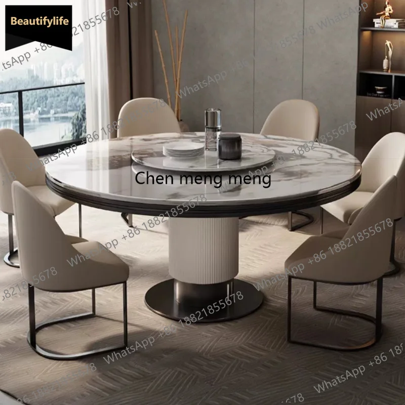 Modern restaurant marble round dining table and chair combination simple round table with turntable dining table c139
Modern restaurant marble round dining table and chair combination simple round table with turntable dining table c139
