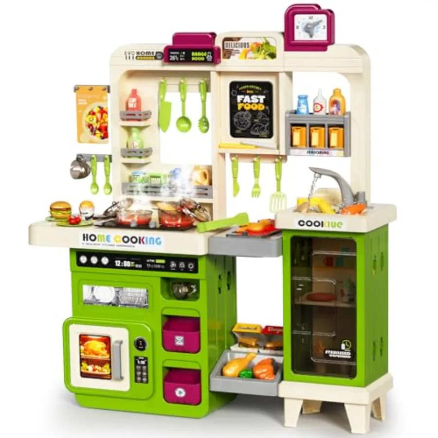 Kitchen Playset with Toy Stove Grill Sink Play Food Accessories, Interactive Lights Sound Steam, Plastic Red Cooking Toys for T
Kitchen Playset with Toy Stove Grill Sink Play Food Accessories, Interactive Lights Sound Steam, Plastic Red Cooking Toys for T