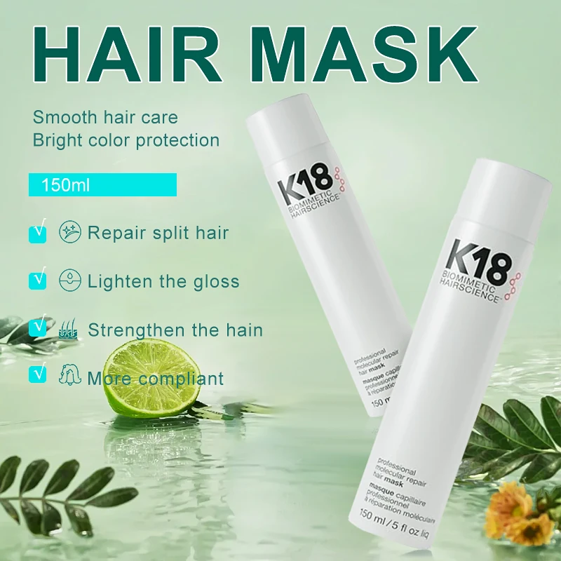 150ml K18 Leave-In Molecular Hair Mask Original Repair Molecular Hair Damaged Dry Frizzy 4 Minutes Treatment Moisturize
150ml K18 Leave-In Molecular Hair Mask Original Repair Molecular Hair Damaged Dry Frizzy 4 Minutes Treatment Moisturize