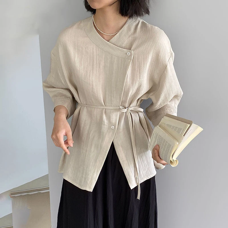 QMQA Fashion Women's Asymmetric Design Line Sunscreen Shirts Round Neck Single Breasted Lace-up Gathered Waist Blouses New QM563
QMQA Fashion Women's Asymmetric Design Line Sunscreen Shirts Round Neck Single Breasted Lace-up Gathered Waist Blouses New QM563