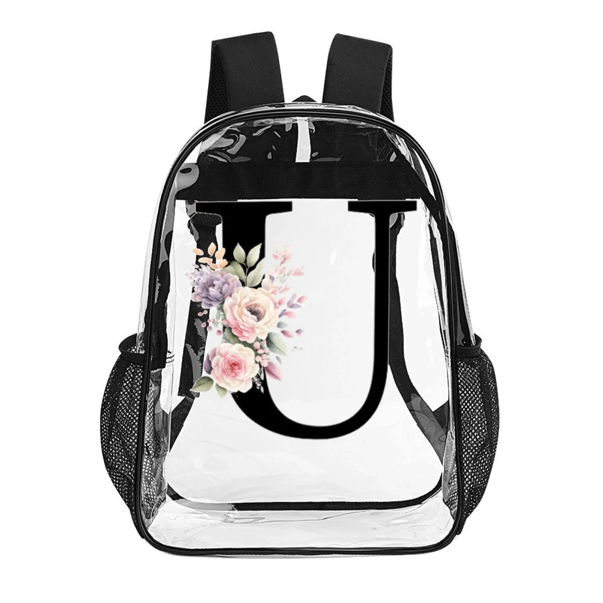 16 in PVC Clear Backpack, Transparent Bag with U Letter Floral Pattern, Chic Gift for School, Daily Carry & Special Events
16 in PVC Clear Backpack, Transparent Bag with U Letter Floral Pattern, Chic Gift for School, Daily Carry & Special Events