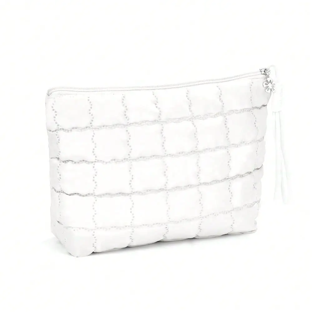 Makeup Bag Travel Toiletry Bag Checkered Down Cotton Makeup Pouch For Women With Cosmetic And Pencil, Aesthetic White Design, L
Makeup Bag Travel Toiletry Bag Checkered Down Cotton Makeup Pouch For Women With Cosmetic And Pencil, Aesthetic White Design, L