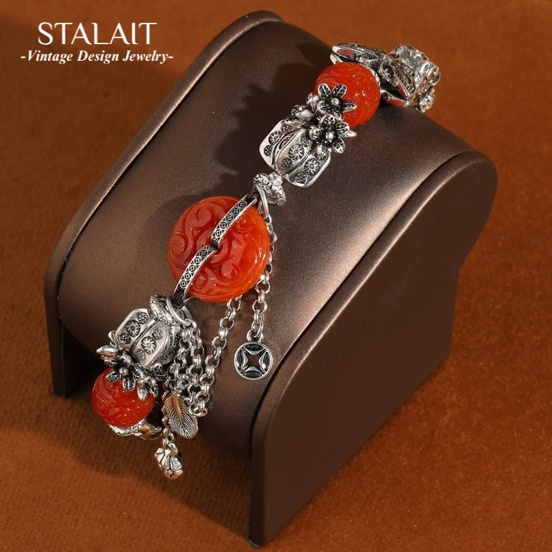 Vintage Antique Silver Color Red Stone Charm Bracelet Natural Stones Feather Butterfly Chinese Style Woman Luxury Jewelry 2025
Vintage Antique Silver Color Red Stone Charm Bracelet Natural Stones Feather Butterfly Chinese Style Woman Luxury Jewelry 2025