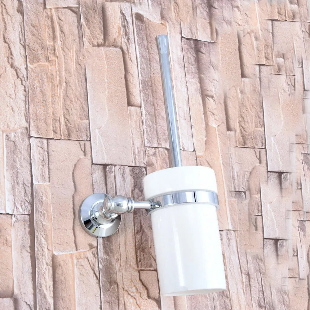 Polished Chrome Brass Bathroom Wall Mount Toilet Brush Holder Set with Ceramic Cup 2ba795
Polished Chrome Brass Bathroom Wall Mount Toilet Brush Holder Set with Ceramic Cup 2ba795