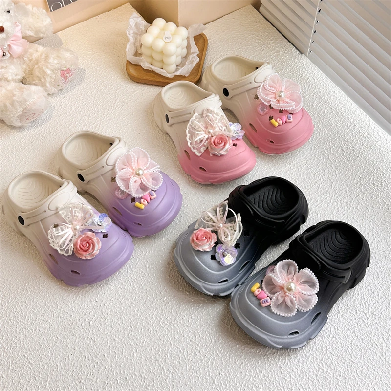 Kids Girls Gradient EVA Clogs Lace Flower & Rose Decor Adjustable Back Strap Non-slip Sole for Summer Beach Daily Casual Wear
Kids Girls Gradient EVA Clogs Lace Flower & Rose Decor Adjustable Back Strap Non-slip Sole for Summer Beach Daily Casual Wear