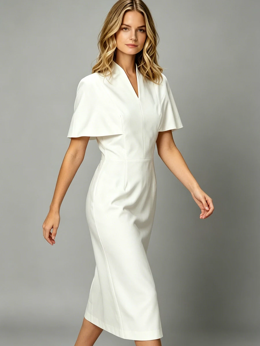 LIMO Women V-Neck Cape Short Sleeve Midi Dress Elegant Office Business Party For Women Daily Wear
LIMO Women V-Neck Cape Short Sleeve Midi Dress Elegant Office Business Party For Women Daily Wear
