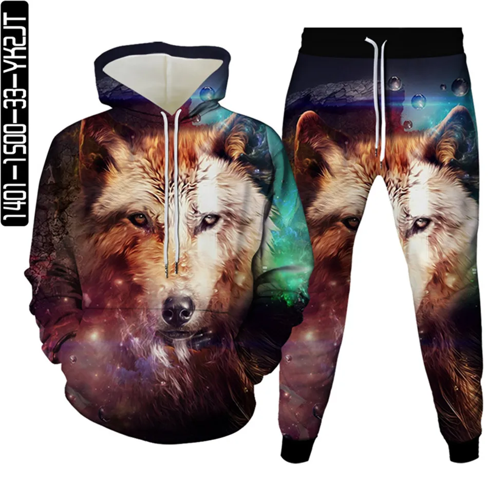 2 Pcs Sets Tracksuit Animal Wolf Moon Men Brand Hooded Sweatshirt+Pants Male Women Autumn Hoodies Sportswear Clothing Size S-6
2 Pcs Sets Tracksuit Animal Wolf Moon Men Brand Hooded Sweatshirt+Pants Male Women Autumn Hoodies Sportswear Clothing Size S-6