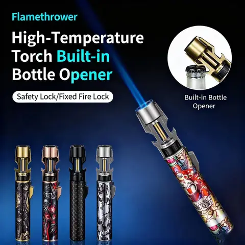 New Generation of High-power Bottle Opener Spray Gun with Multifunctional Straight Metal Portable Outdoor Inflatable Lighter