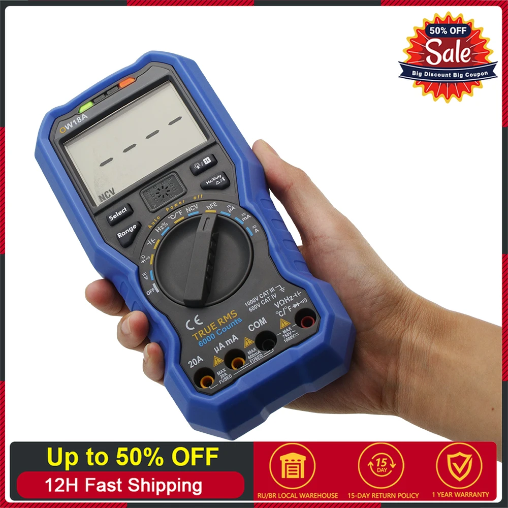 OWON Multimeters Digital OW18A OW18B 3 5/6 Smart Digital Multimeter Digital Supported True RMS Test NCV Noncontact Voltage Sense
OWON Multimeters Digital OW18A OW18B 3 5/6 Smart Digital Multimeter Digital Supported True RMS Test NCV Noncontact Voltage Sense