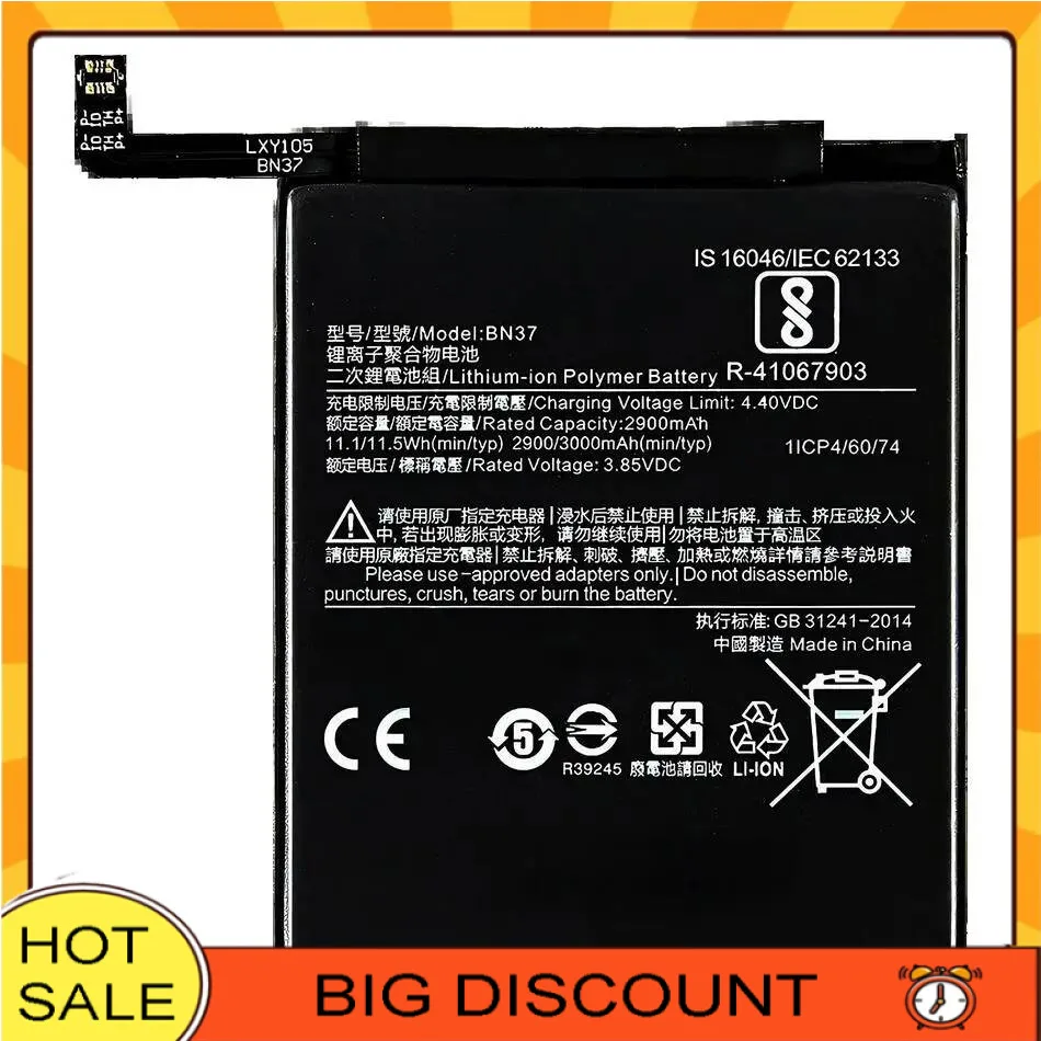 Reliable Power 3000Mah Mobile Phone Battery BN37 For Xiaomi Redmi 6
Reliable Power 3000Mah Mobile Phone Battery BN37 For Xiaomi Redmi 6