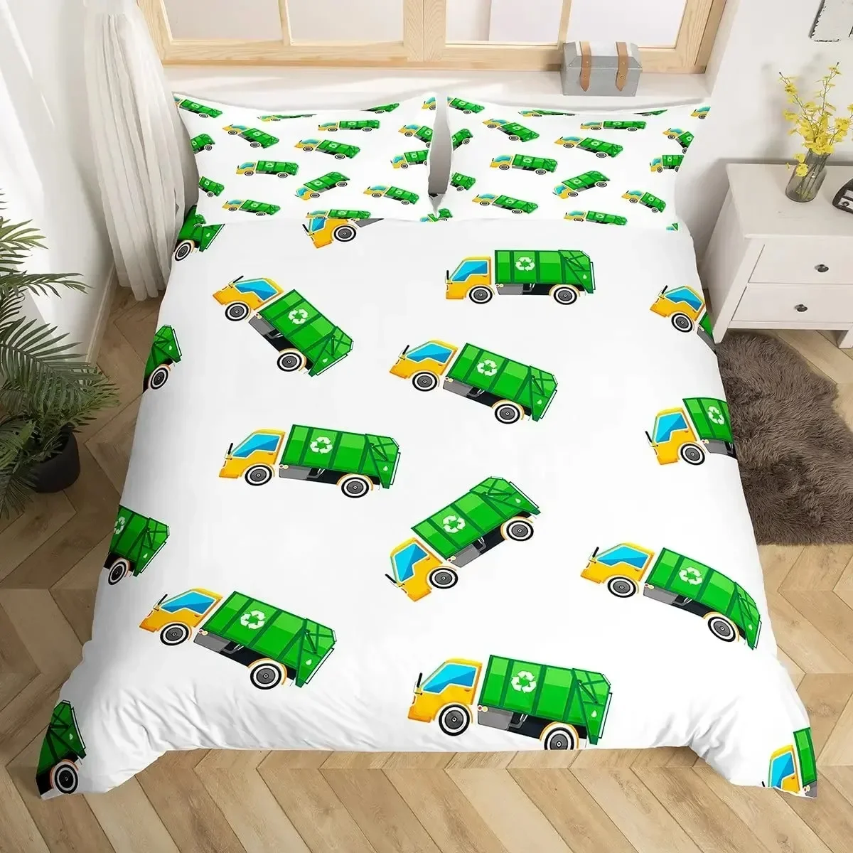 3D Print Garbage Truck Duvet Cover Green Trash Truck Bedding Set Green Vehicle Car Comforter 3PCS Fashion Quilt Cover
3D Print Garbage Truck Duvet Cover Green Trash Truck Bedding Set Green Vehicle Car Comforter 3PCS Fashion Quilt Cover
