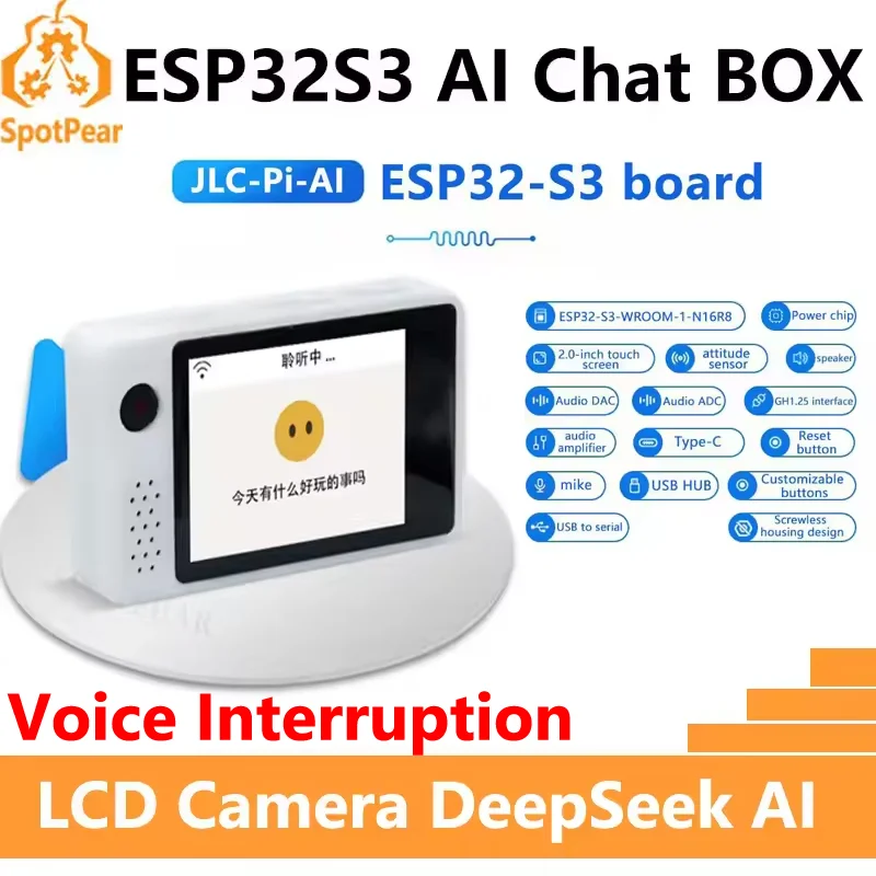 DeepSeek AI Voice Chat Camera Robot BOX ESP32-S3 Development Board 2 inch LCD N16R8 Touchscreen Display For Xiaozhi
DeepSeek AI Voice Chat Camera Robot BOX ESP32-S3 Development Board 2 inch LCD N16R8 Touchscreen Display For Xiaozhi