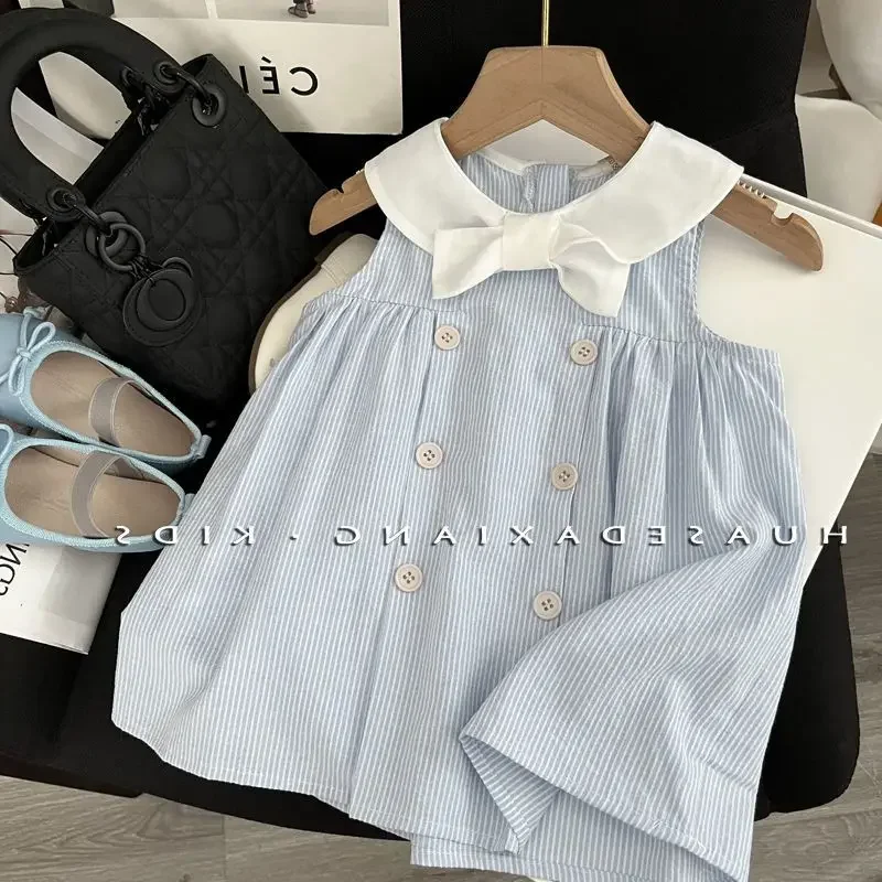 2023 Baby Girls Summer Dress Cottton Striped White Bow Collar Girl Kids Birthday Princess Dresses Vestidos Children Clothes
2023 Baby Girls Summer Dress Cottton Striped White Bow Collar Girl Kids Birthday Princess Dresses Vestidos Children Clothes