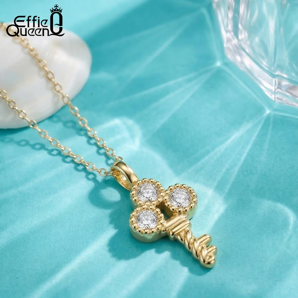 Effie Queen 925 Sterling Silver Design Key Design Shiny CZ Zircon Ladies Pendant Necklace Clavicle Chain Banquet Gift SAPN66
Effie Queen 925 Sterling Silver Design Key Design Shiny CZ Zircon Ladies Pendant Necklace Clavicle Chain Banquet Gift SAPN66