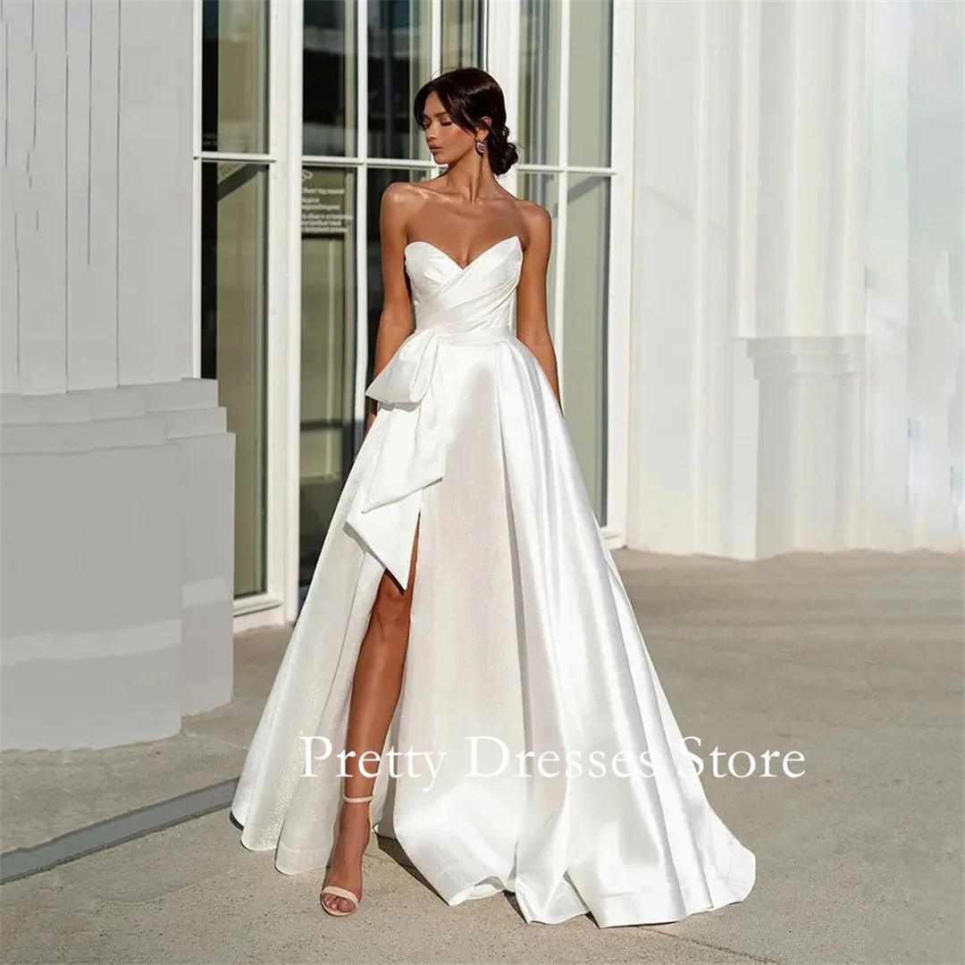 Sweetheart Elegant 2025 Style Garden Customized Ivory A-Line Satin Lace-up Wedding Dresses Corset Bride Growns Party Women
Sweetheart Elegant 2025 Style Garden Customized Ivory A-Line Satin Lace-up Wedding Dresses Corset Bride Growns Party Women