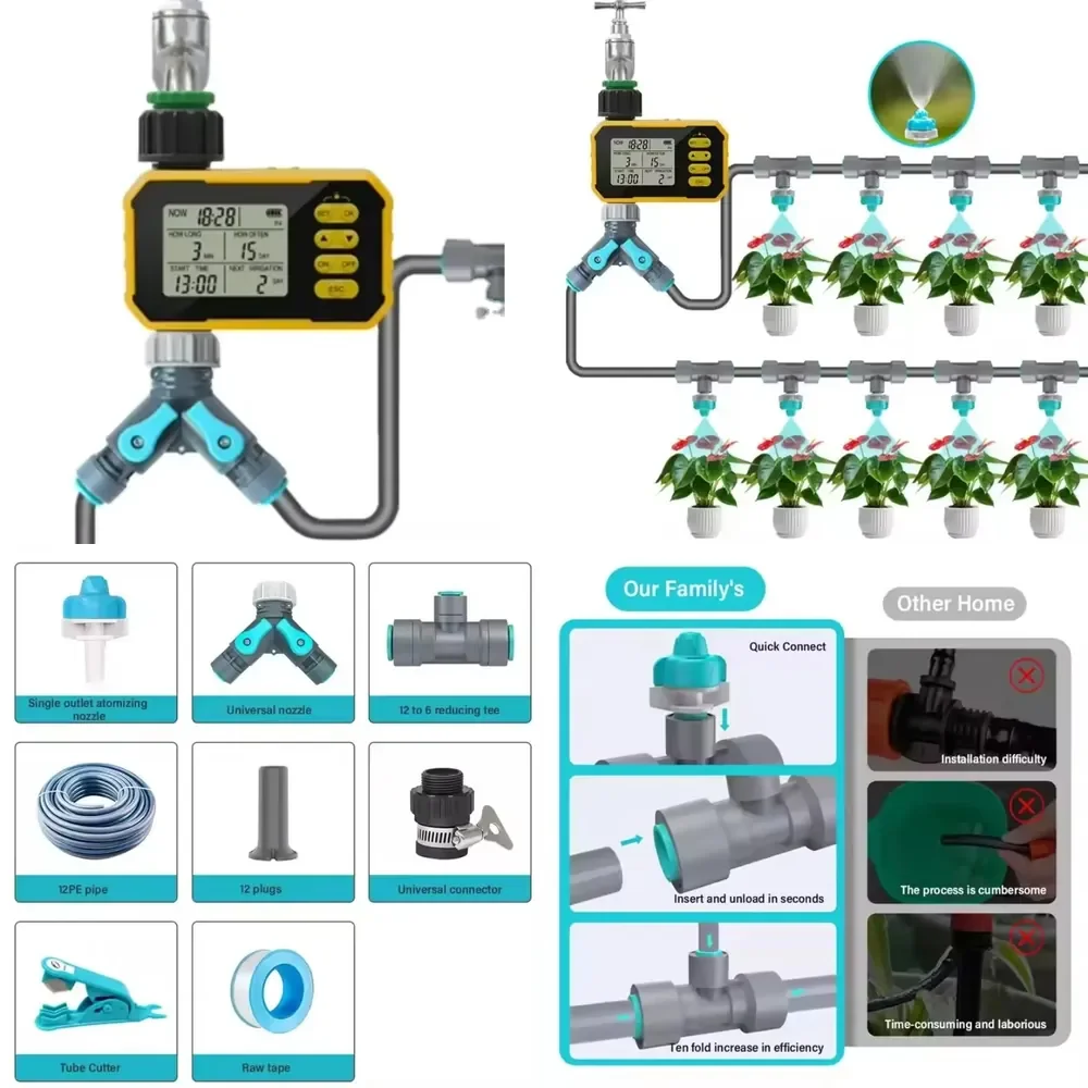 WAP01 HEDAO HD-2501-Z002-YG Diy Irrigation System Micro Spray Irrigation Timer Lawn Sprinkler System Plant Watering System
WAP01 HEDAO HD-2501-Z002-YG Diy Irrigation System Micro Spray Irrigation Timer Lawn Sprinkler System Plant Watering System