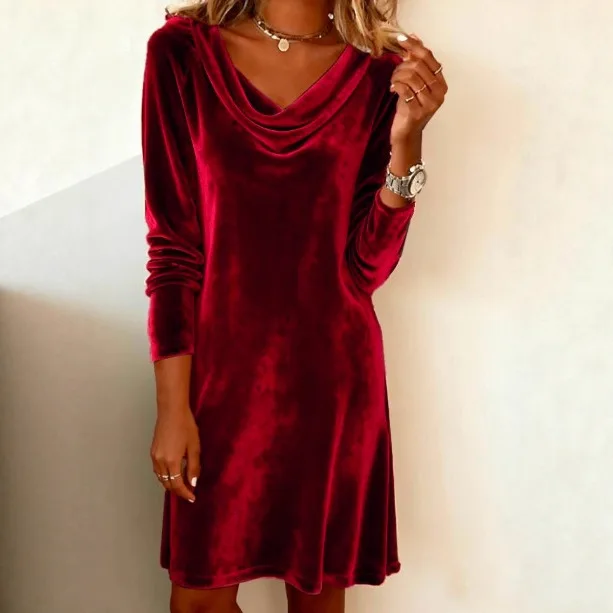 Sexy Velvet Dress Long Sleeve Solid Color Dresses Women Spring Summer Evening Dress
Sexy Velvet Dress Long Sleeve Solid Color Dresses Women Spring Summer Evening Dress