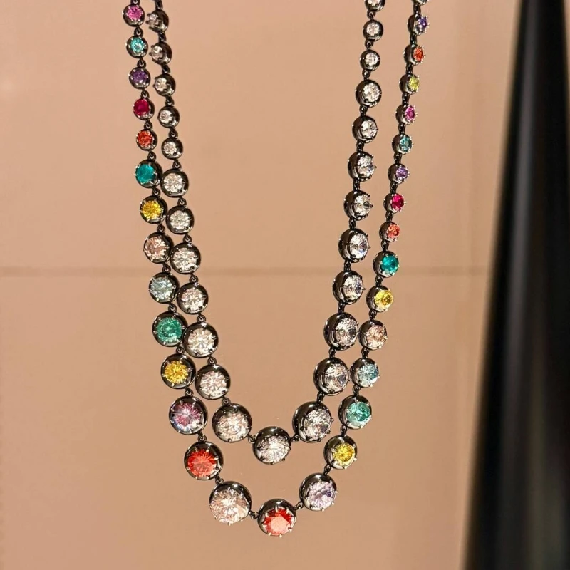 Bellux Jewelry 925 Silver Plated Black Gold White Bubble Colored Round Synthetic Gemstone Fashion Light Luxury Necklace
Bellux Jewelry 925 Silver Plated Black Gold White Bubble Colored Round Synthetic Gemstone Fashion Light Luxury Necklace