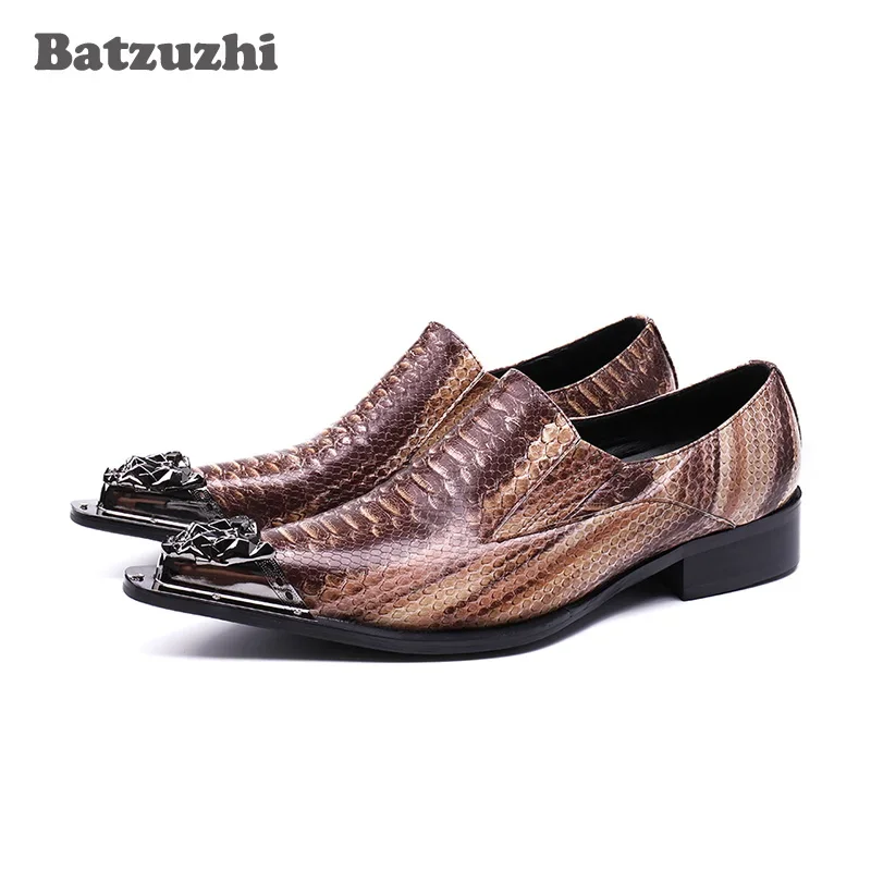 Batzuzhi 2020 New Men Dress Shoes Leather Pointed Iron Toe Brown Genuine Leather Shoes Men for Business, Wedding and Party, US12
Batzuzhi 2020 New Men Dress Shoes Leather Pointed Iron Toe Brown Genuine Leather Shoes Men for Business, Wedding and Party, US12
