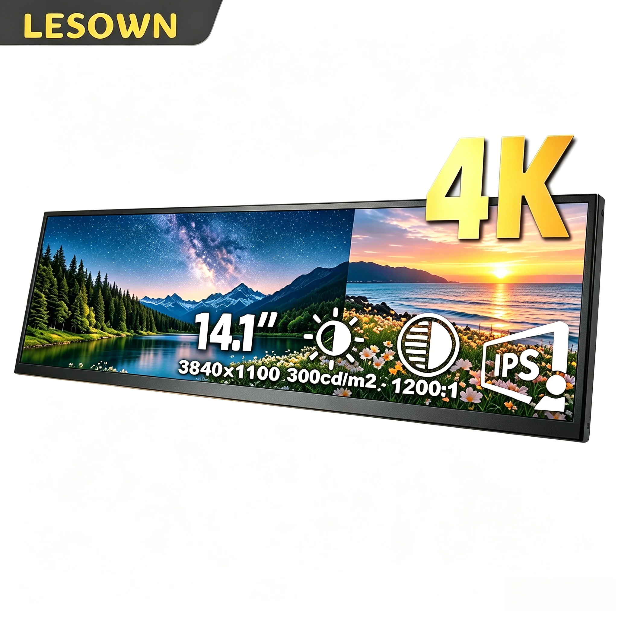 LESOWN Matte White Touch Bar-type Productivity LCD 1920x720 16:6 miniHDTV Monitor for Office Multitasking Efficiency
LESOWN Matte White Touch Bar-type Productivity LCD 1920x720 16:6 miniHDTV Monitor for Office Multitasking Efficiency