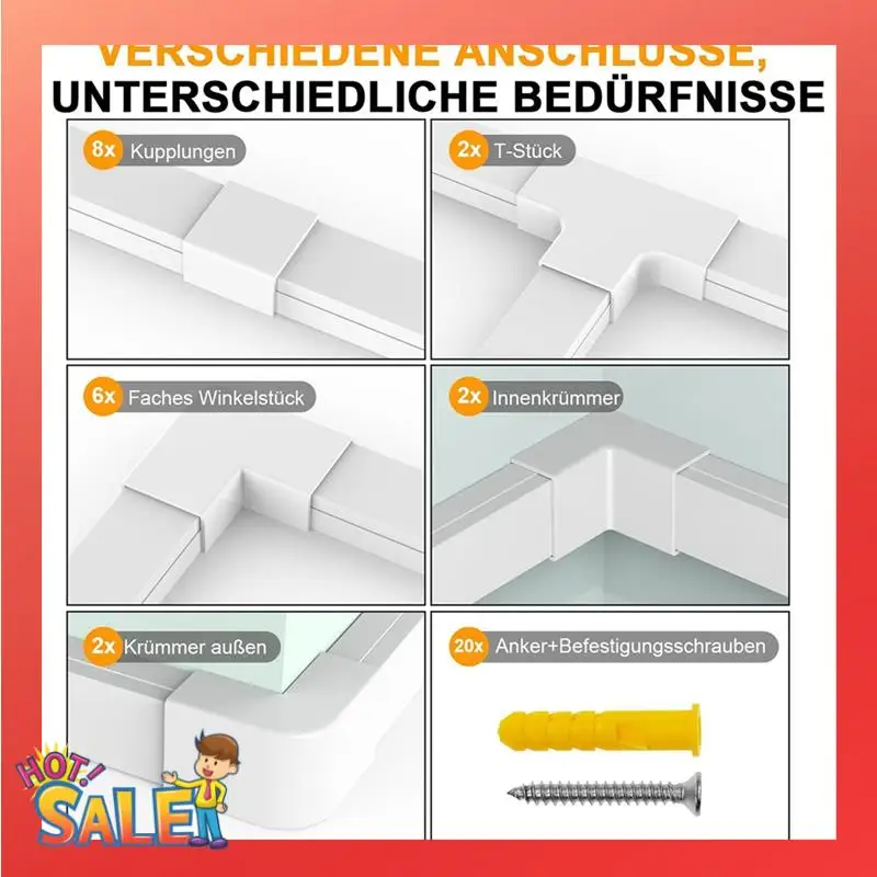 Self-Adhesive Cable Duct TV Cable Duct Set Kit TV Cable Organiser, 10 Pieces X 0.4 M, Cable Duct For Cables Cable Duct
Self-Adhesive Cable Duct TV Cable Duct Set Kit TV Cable Organiser, 10 Pieces X 0.4 M, Cable Duct For Cables Cable Duct