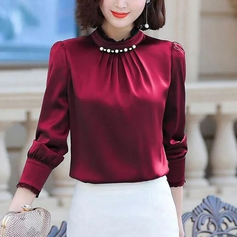 New Long Sleeve Solid Color Plus Size Pleated Blouse Fashion Office Women Clothing Temperament Chiffon Loose Shirt Tops Spring
New Long Sleeve Solid Color Plus Size Pleated Blouse Fashion Office Women Clothing Temperament Chiffon Loose Shirt Tops Spring