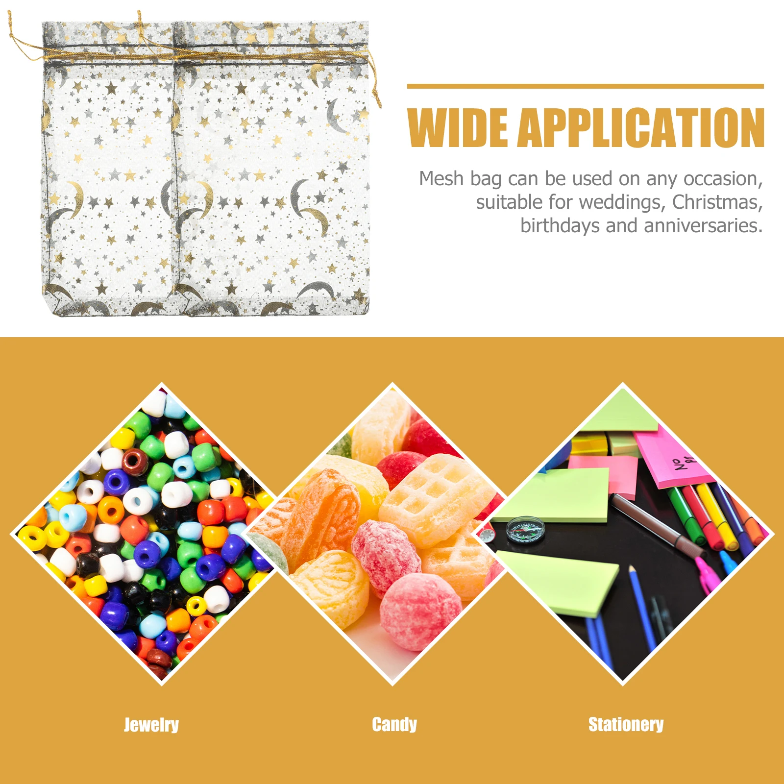 100Pcs Star Moon Mesh Gift Bags Chic Drawstring Organza Pouches for Small Jewelry Coins Cosmetics Tea Bags Lip
100Pcs Star Moon Mesh Gift Bags Chic Drawstring Organza Pouches for Small Jewelry Coins Cosmetics Tea Bags Lip