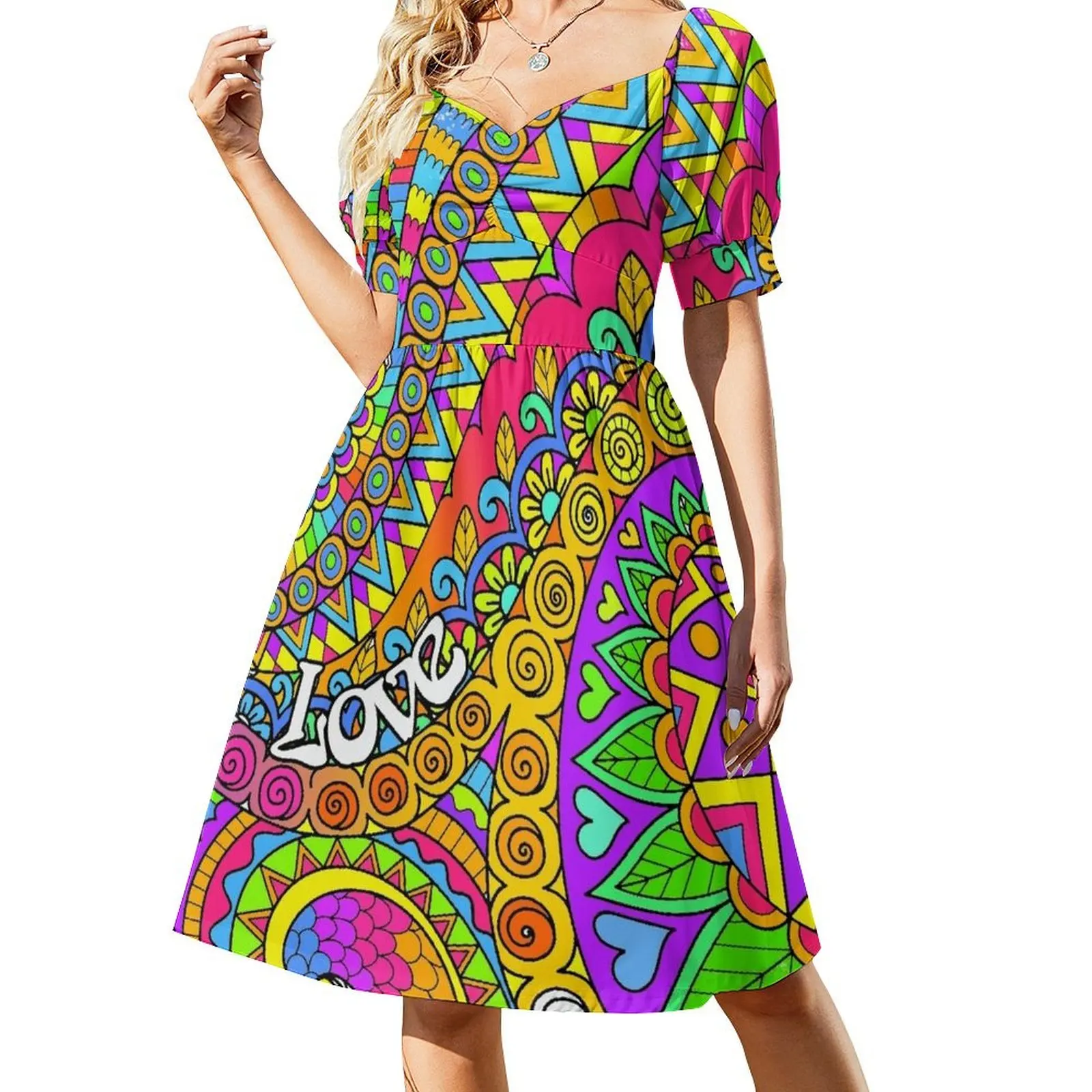Psychedelic Trippy Colorful Hippy Art Short-Sleeved Dress Dresses Summer skirt loose women's dress
Psychedelic Trippy Colorful Hippy Art Short-Sleeved Dress Dresses Summer skirt loose women's dress