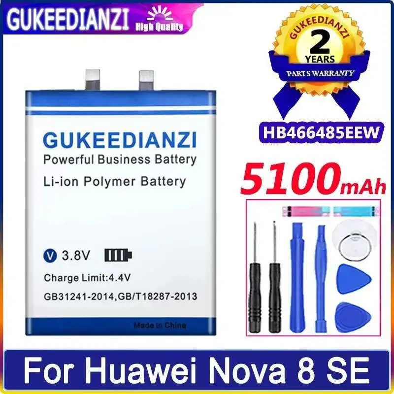 5100Mah HB466485EEW Mobile Phone Battery Reliable Power Supply For Huawei Nova 8 SE Pro
5100Mah HB466485EEW Mobile Phone Battery Reliable Power Supply For Huawei Nova 8 SE Pro