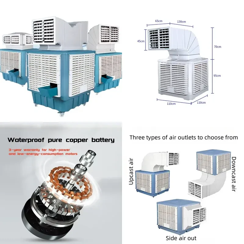 High Power Commercial & Industrial Evaporative Air Cooler 110L Stainless Steel Water Tank 18000cmh Mobile Low Noise
High Power Commercial & Industrial Evaporative Air Cooler 110L Stainless Steel Water Tank 18000cmh Mobile Low Noise