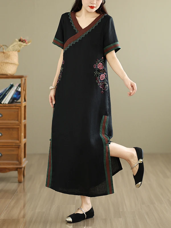 Elegant Ethnic Embroidered Cotton Linen Summer New Style Slimming Vintage Dress Comfortable Loose Waist A-Line Skirt Dress
Elegant Ethnic Embroidered Cotton Linen Summer New Style Slimming Vintage Dress Comfortable Loose Waist A-Line Skirt Dress