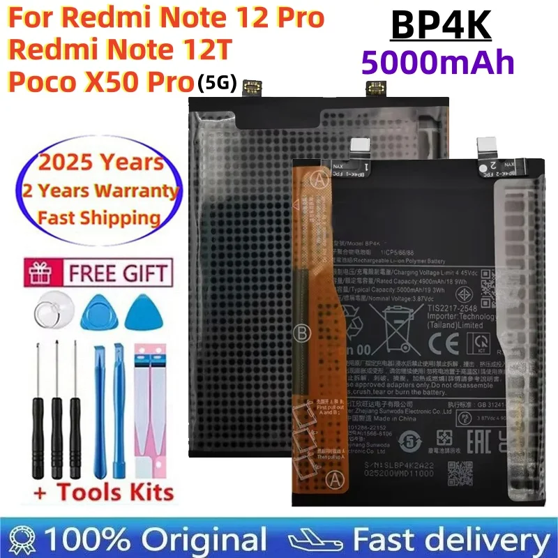 2025 Years Brand New BP4K 5000mAh For Xiaomi Redmi Note 12 Pro / Note 12T/ Poco X5 Pro Phone Replacement Batteries
2025 Years Brand New BP4K 5000mAh For Xiaomi Redmi Note 12 Pro / Note 12T/ Poco X5 Pro Phone Replacement Batteries